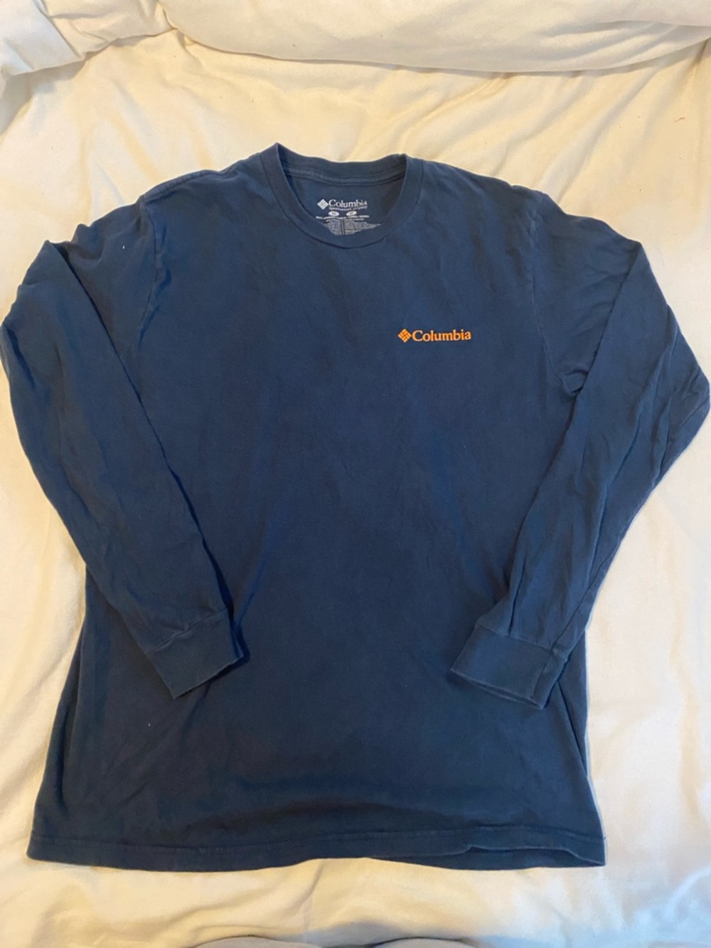 Columbia Navy Long Sleeve Tee with Orange Logo